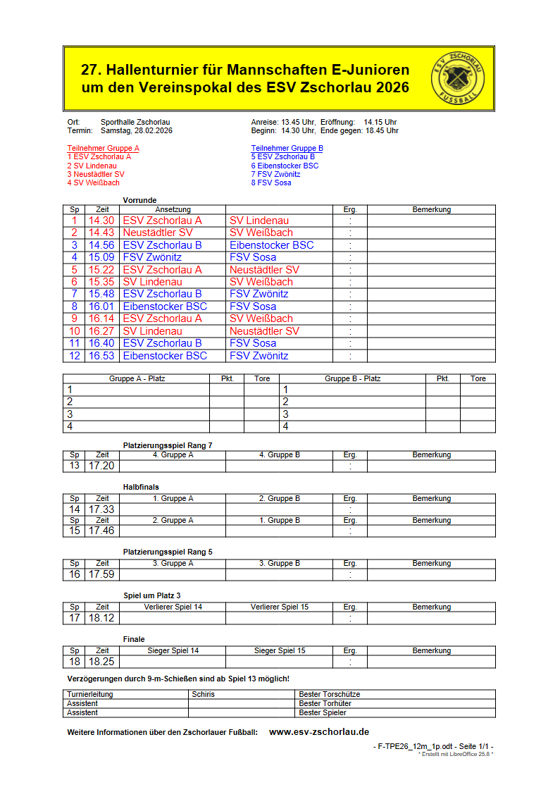 Turnierplan 2026 E-Junioren