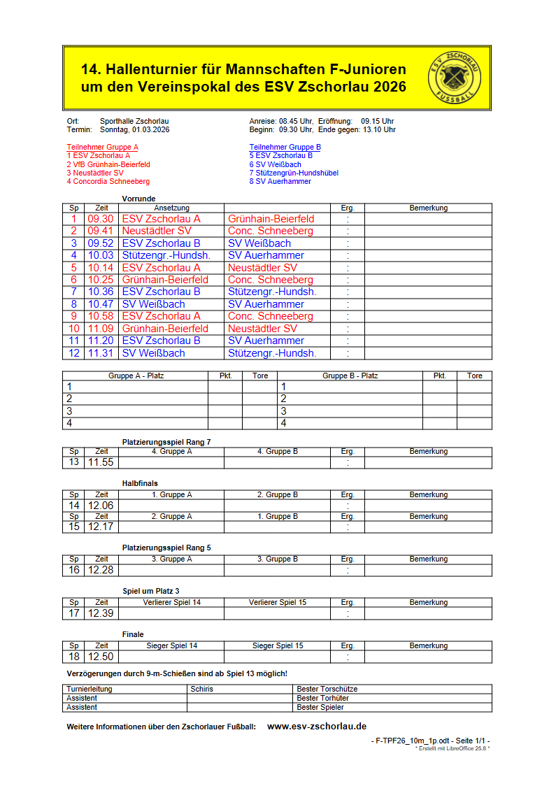 Turnierplan 2026 F-Junioren